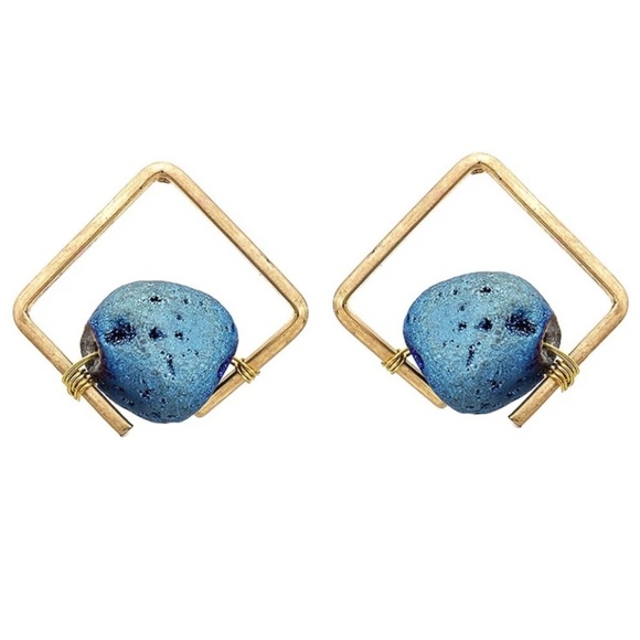 Geometric natural stone earrings - Picture 2 of 4